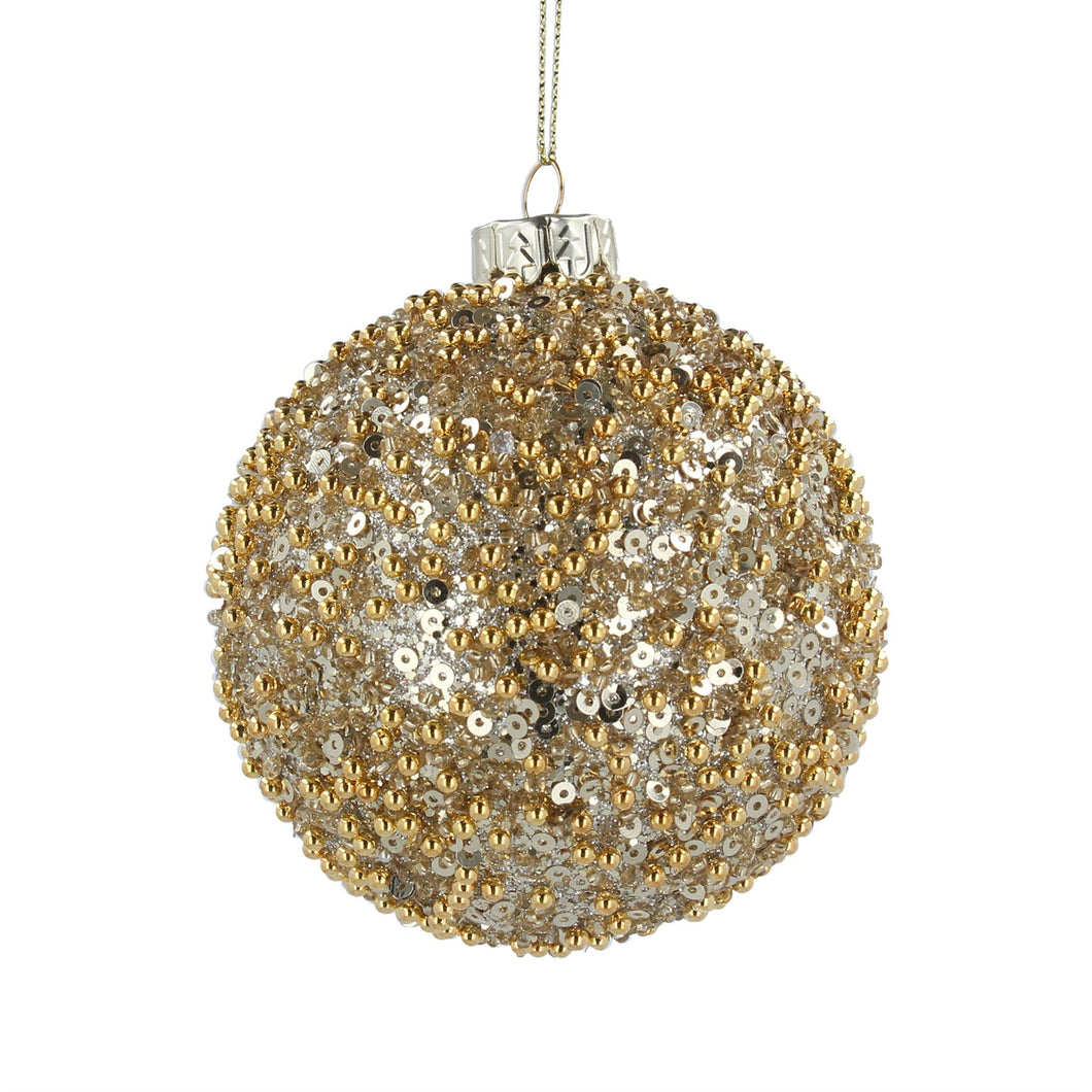 Two-Toned Gold Glittered Glass Ball