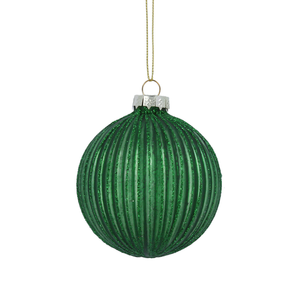 Dark Green Ribbed Bauble