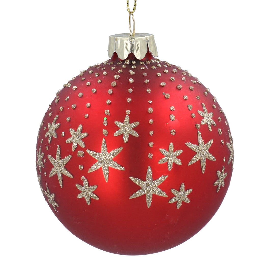 Matt Red/Gold Starfall Glass Ball