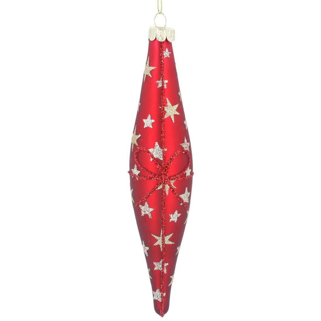 Matt Red/Gold Star with Bow Glass Olive
