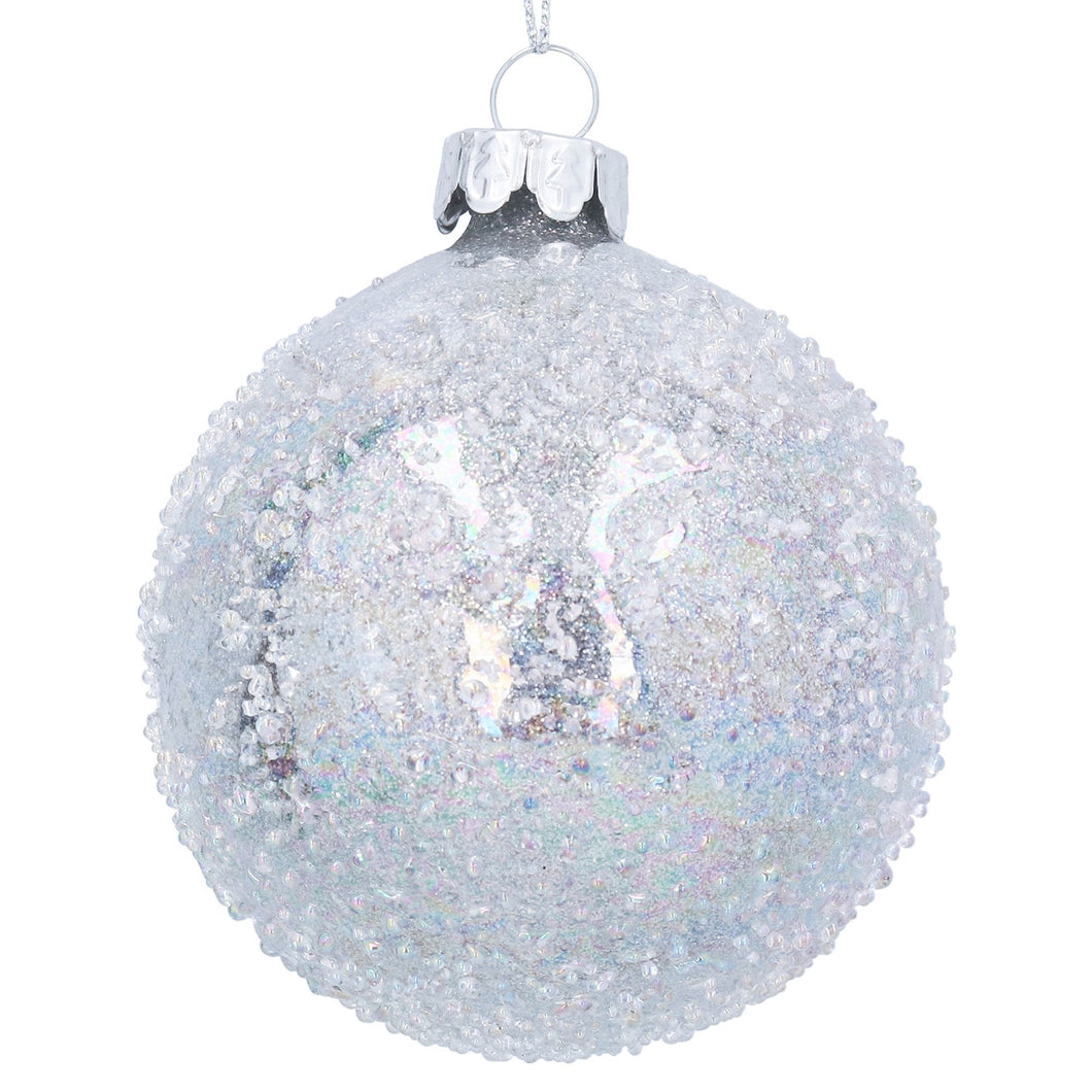 Silver Beaded Glass Ball