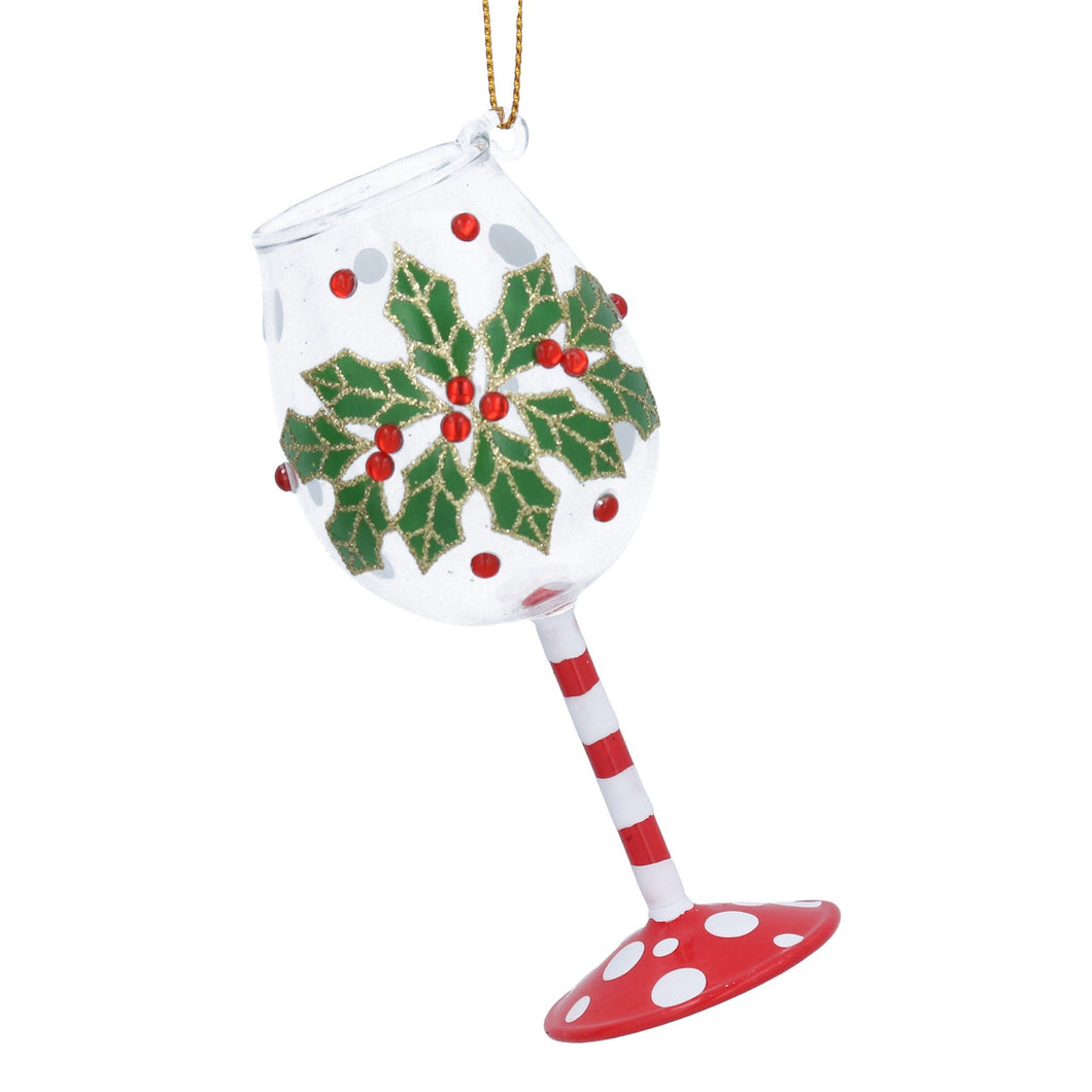 Holly Wine Glass Dec
