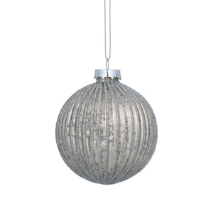 Silver Ribbed Bauble