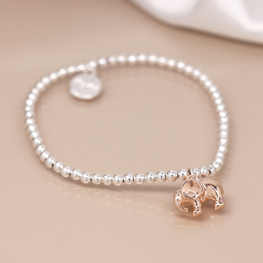 Silver Plated Bracelet Rose Gold Elephant