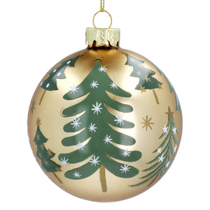 Gold Bauble with Green Trees