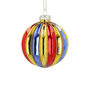 Red/Blue/Gold Ribbed Bauble