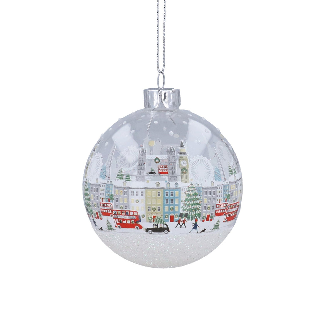 London Scene White Glass Ball 80mm