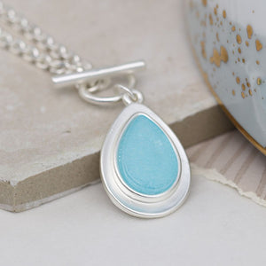 Aqua Stone Teardrop Necklace