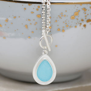 Aqua Stone Teardrop Necklace