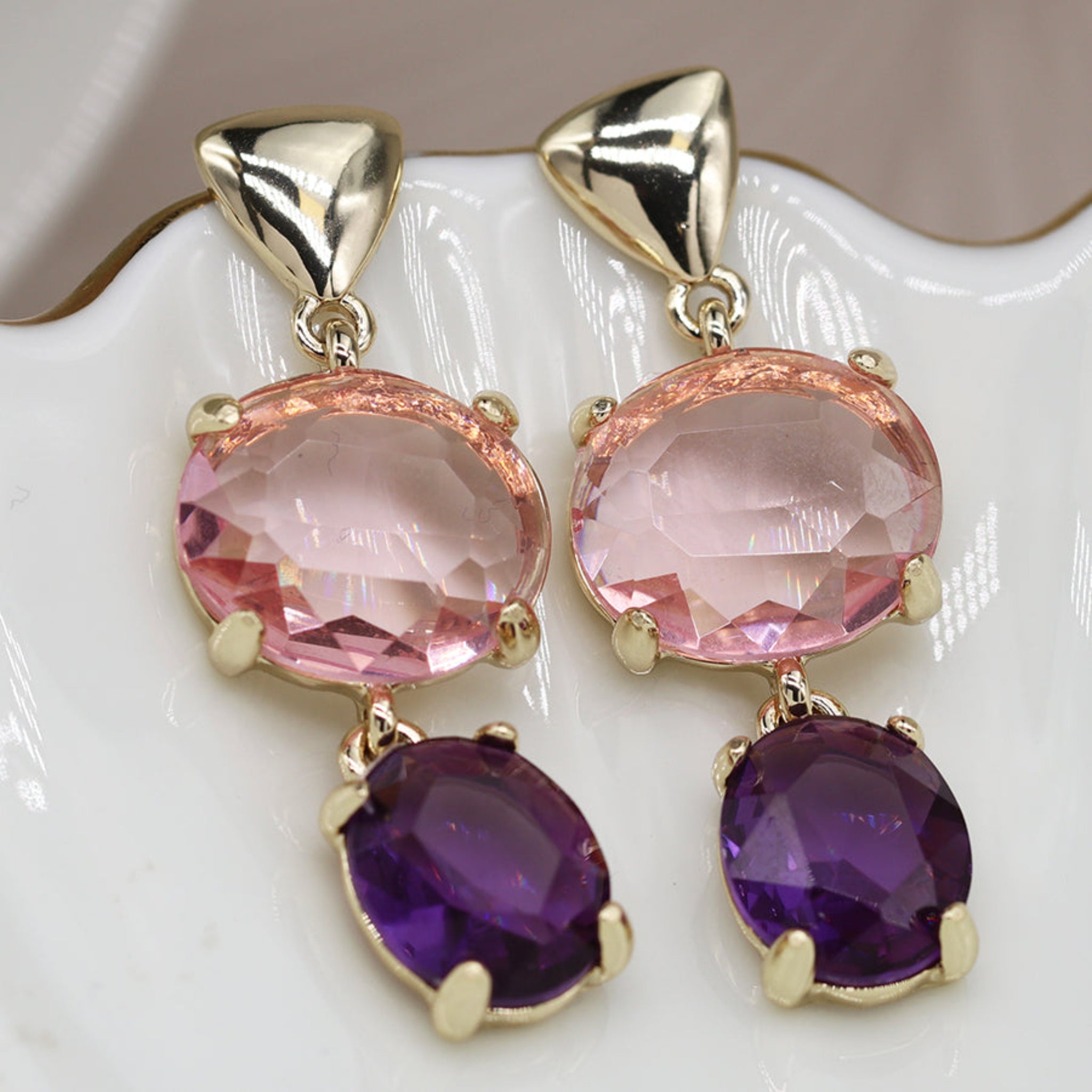 Purple Earrings, Purple Drop Earrings, Amethyst Earrings, Purple Violet Crystal  Earrings, Purple Gold Crystal Earrings, Gift for Woman - Etsy