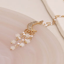 Load image into Gallery viewer, Gold Crystal Moon and Star Drop Necklace
