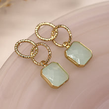 Load image into Gallery viewer, Gold Twisted Aqua Earrings
