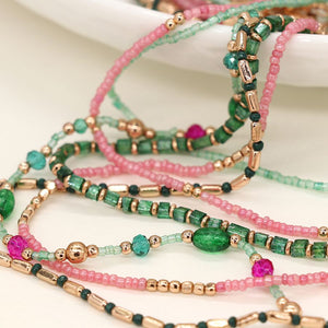 Turquoise Pink Boho Necklace