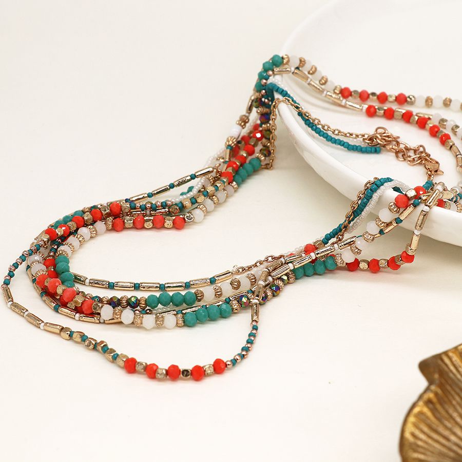 Turquoise Coral Boho Necklace