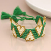 Load image into Gallery viewer, Green Hearts Beaded Bracelet
