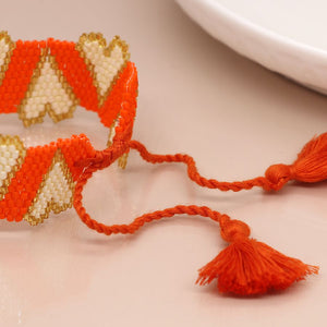 Orange Hearts Beaded Bracelet