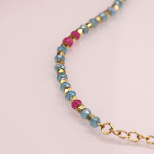 Aqua & Pink Facet Bead Bracelet