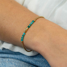 Load image into Gallery viewer, Aqua Bead Gold Plated Chain Bracelet
