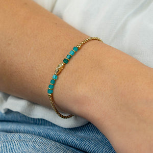 Aqua Bead Gold Plated Chain Bracelet