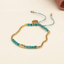 Load image into Gallery viewer, Aqua Bead Gold Plated Chain Bracelet
