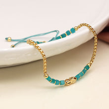 Load image into Gallery viewer, Aqua Bead Gold Plated Chain Bracelet
