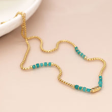 Load image into Gallery viewer, Aqua Bead Gold Plated Chain Necklace

