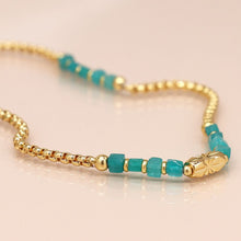 Load image into Gallery viewer, Aqua Bead Gold Plated Chain Necklace
