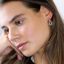 Load image into Gallery viewer, Golden Crystal Flower Charm Earrings
