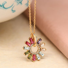 Load image into Gallery viewer, Golden Crystal Flower Charm Necklace
