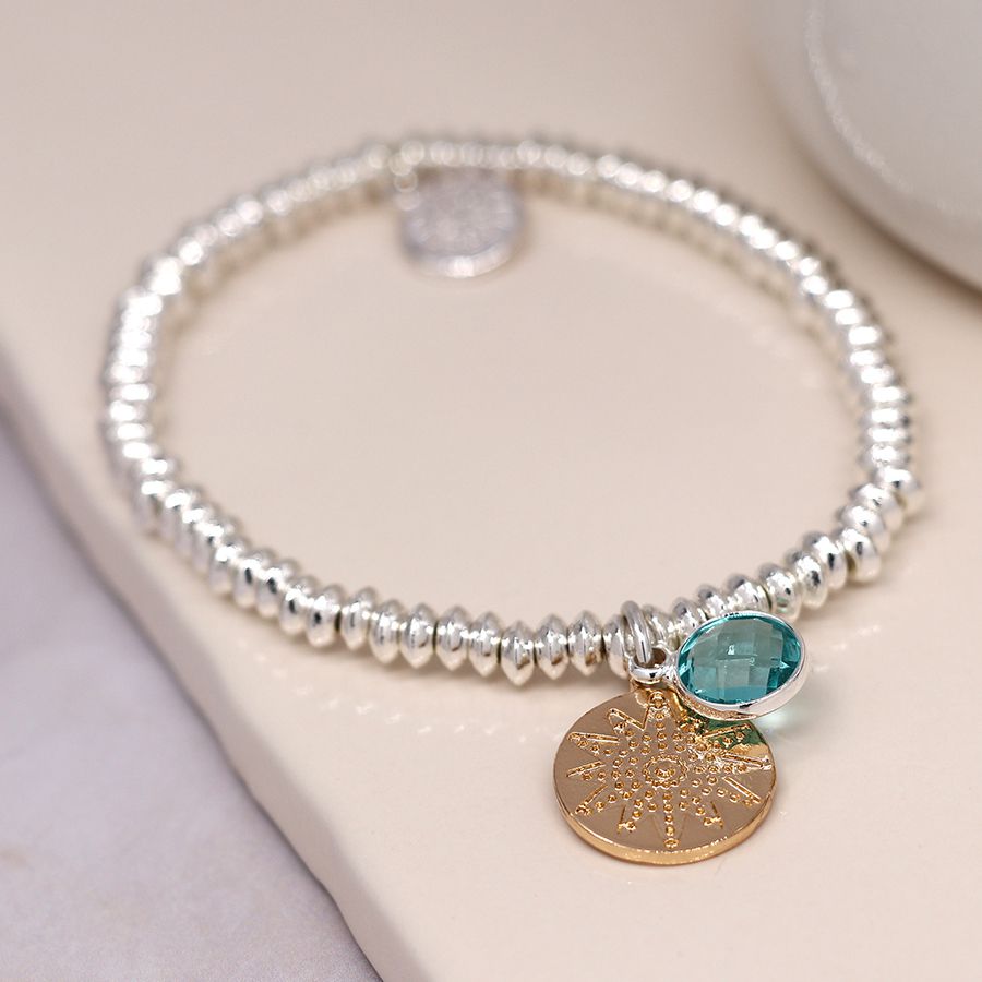 Silver Aqua Crystal Bracelet