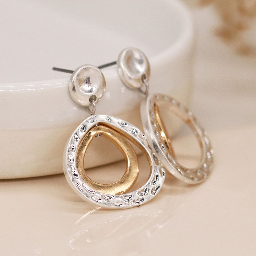 Silver Gold Teardrop Earrings