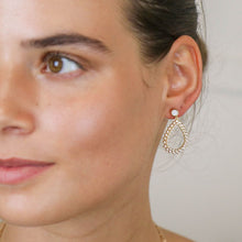 Load image into Gallery viewer, Gold, Pearl &amp; Crystal Teardrop &amp; Shell Stud Earrings
