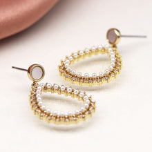 Load image into Gallery viewer, Gold, Pearl &amp; Crystal Teardrop &amp; Shell Stud Earrings
