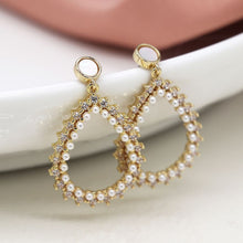 Load image into Gallery viewer, Gold, Pearl &amp; Crystal Teardrop &amp; Shell Stud Earrings
