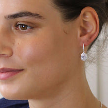 Load image into Gallery viewer, Silver Plated Crystal Inset Hoop &amp; Faceted Teardrop Earrings
