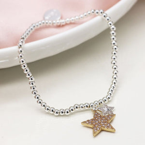 Gold & Silver Plated Crystal Inset Star Bracelet