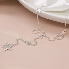 Load image into Gallery viewer, Silver Plated Multi Star Lariat Necklace with Crystal Detail
