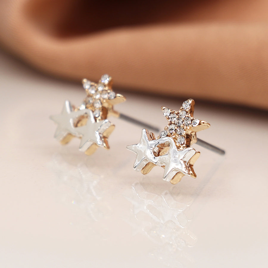 Star Stud Earrings With Crystals