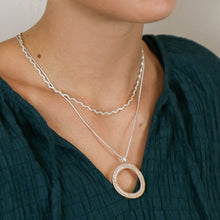 Load image into Gallery viewer, Gold Tilted Oval Necklace with Crystals &amp; Snake Chain
