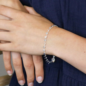 Silver Plated Multi Star & Tiny Bead Chain Bracelet