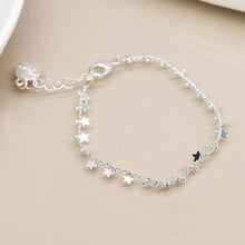 Load image into Gallery viewer, Silver Plated Multi Star &amp; Tiny Bead Chain Bracelet
