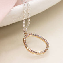 Load image into Gallery viewer, Gold Organic Oval Necklace with Crystals
