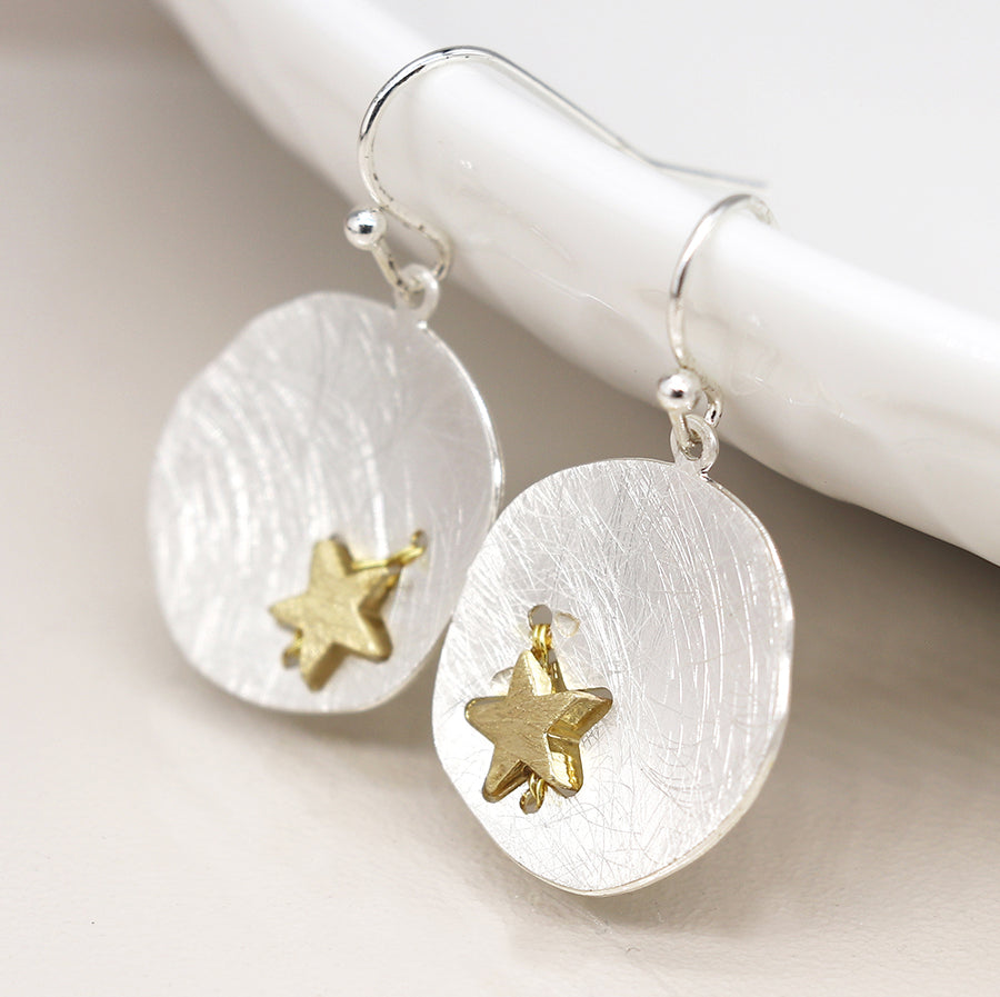 Disc Earrings With Golden Star