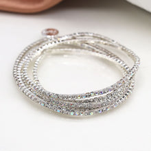 Load image into Gallery viewer, Silver Plated Clear Crystal Five Bracelet Stack
