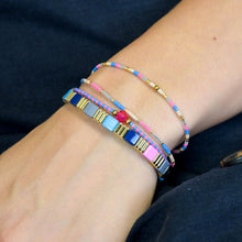 Load image into Gallery viewer, Pink/Blue Mix Adjustable Beaded Bracelet
