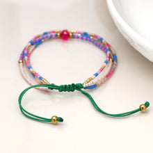 Load image into Gallery viewer, Pink/Blue Mix Adjustable Beaded Bracelet

