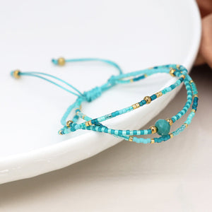 Turquoise Mix Adjustable Beaded Bracelet