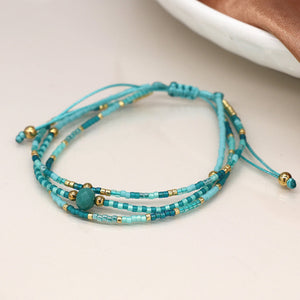 Turquoise Mix Adjustable Beaded Bracelet