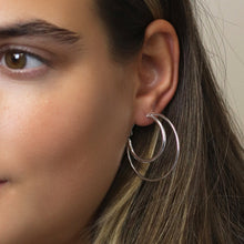 Load image into Gallery viewer, Silver Plated Double Circle Hoop Earrings
