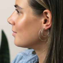 Load image into Gallery viewer, Silver Plated Double Circle Hoop Earrings
